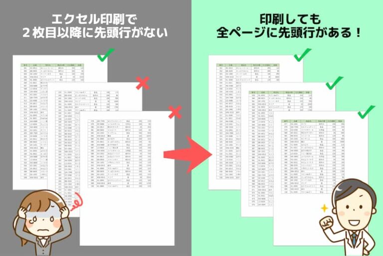 エクセルで先頭行を固定して印刷！全ページで見出しを表示する方法を解説！