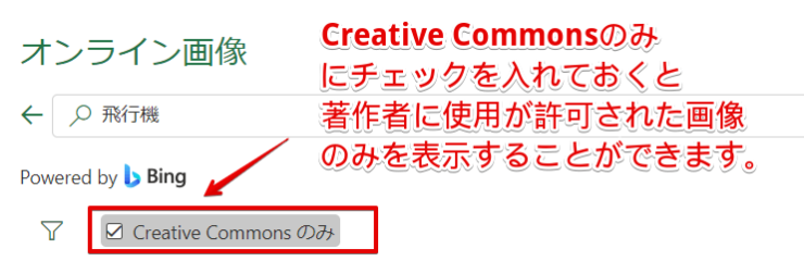 Creative Commonsにチェックをいれる