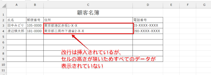 改行が挿入された