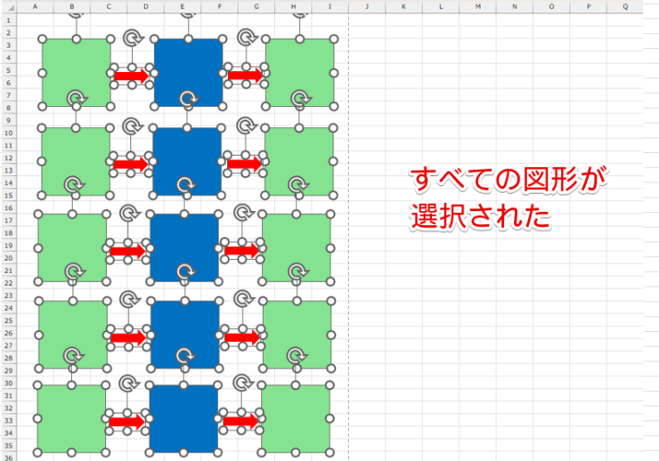 図形がすべて選択された