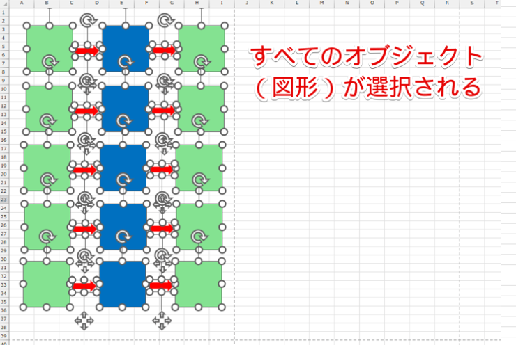 すべての図形が選択された