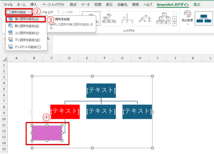 後ろに図形を追加する