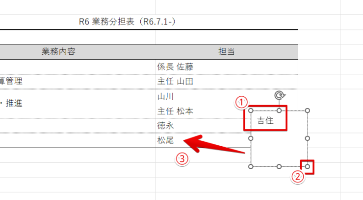 テキストボックスに文字を入力して位置などを調整