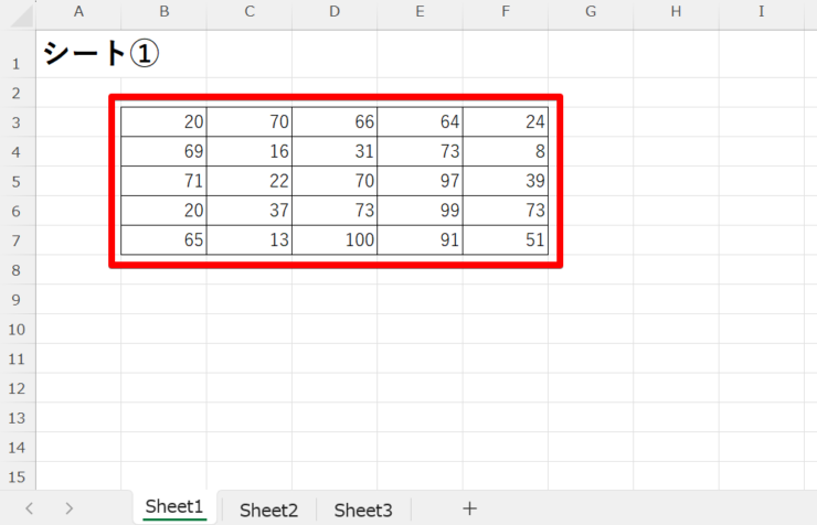 シート①にある表