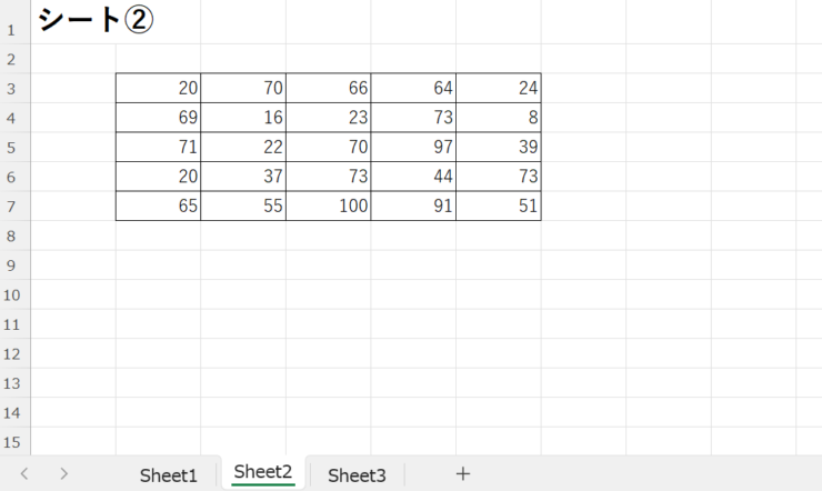 シート②にある表