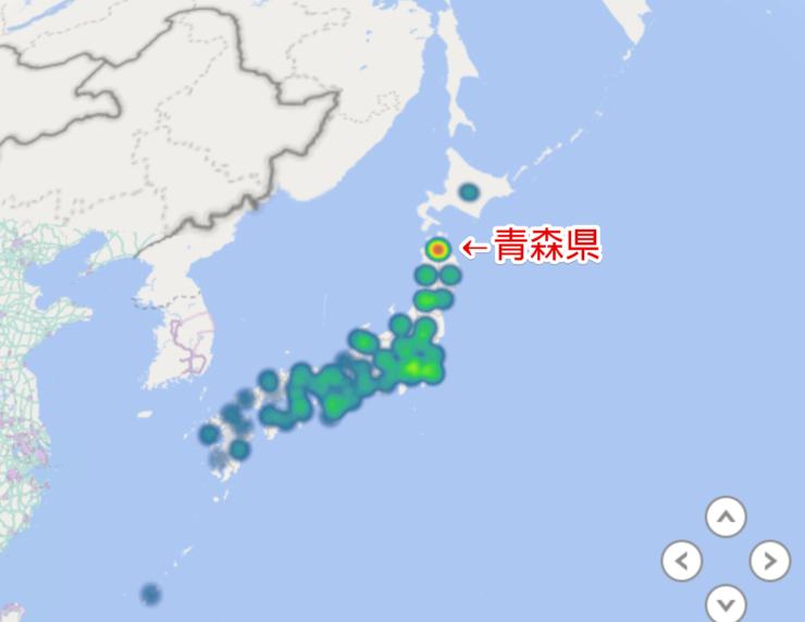 青森県の表示のみ異常になる