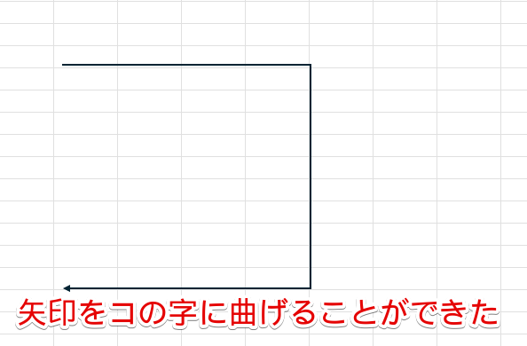 矢印をコの字型に曲げることができた