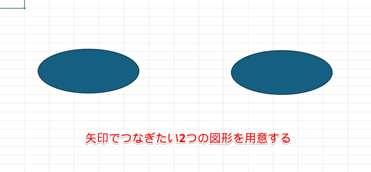 矢印でつなぐ図形を用意する