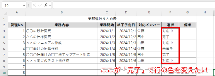 行の色変え元データ