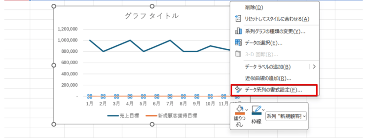 「データ系列の書式設定」を選択