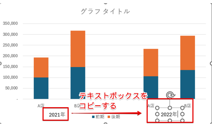 書式を変更したテキストボックスをコピー