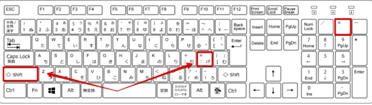 アスタリスクを入力