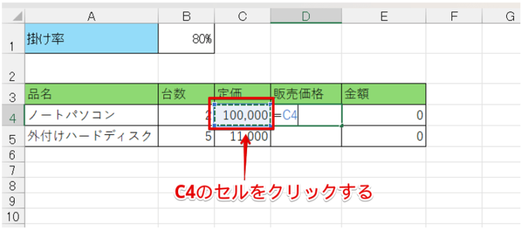 「C4」を選択する