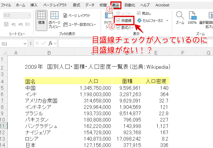 目盛線チェックボックス確認