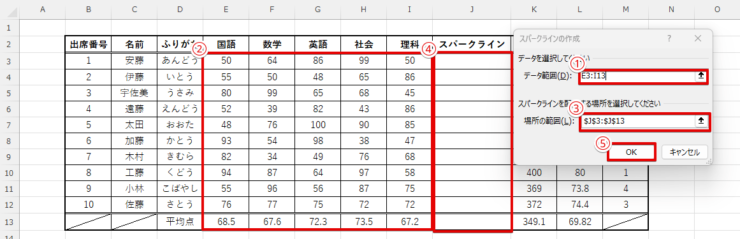 範囲選択