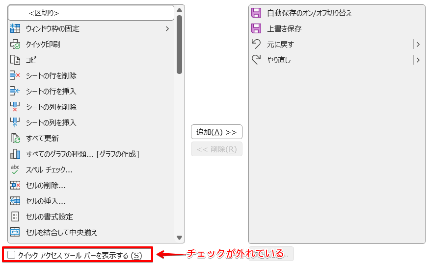 表示のチェックなし