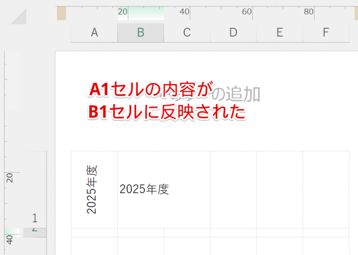 B1セルに反映された