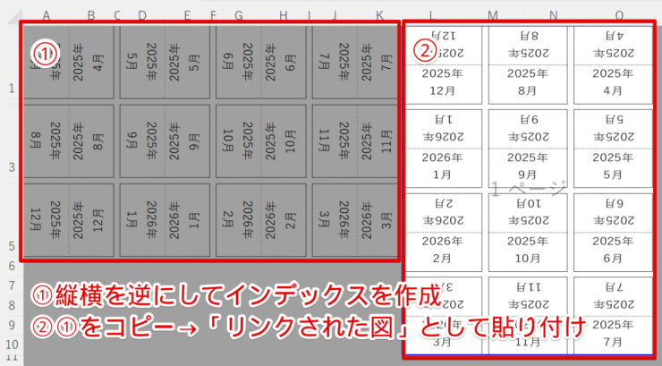 横長インデックスを作る手順