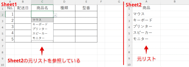 別シートの元リストを参照