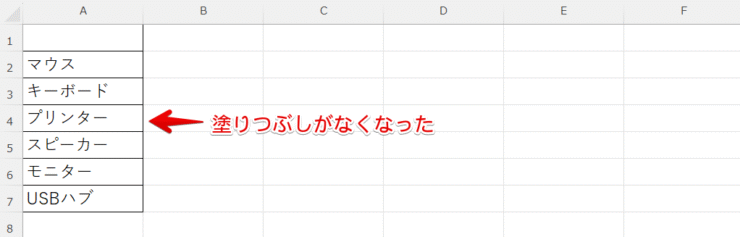 塗りつぶしがなくなった