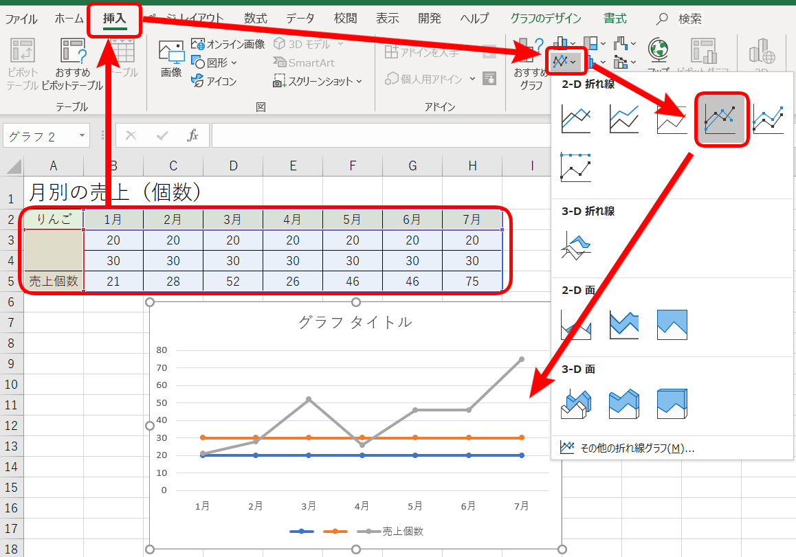 エクセルのグラフ プロットエリア の配色を変更しよう