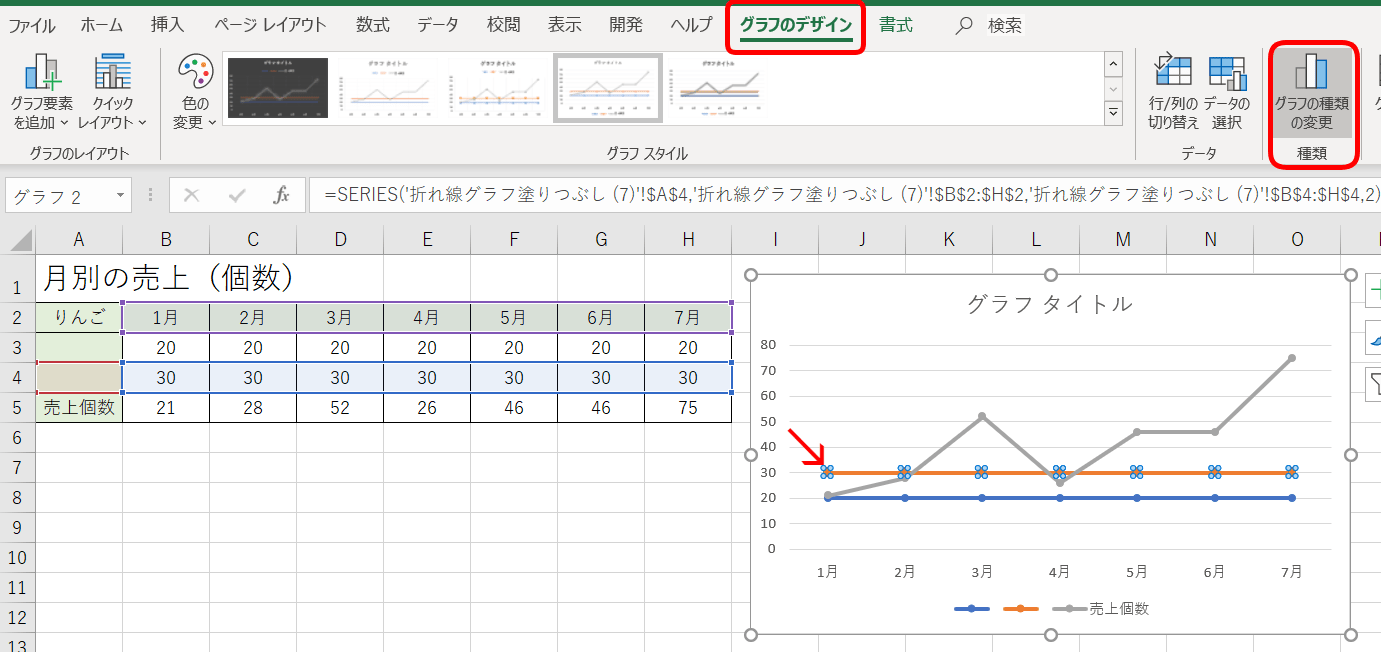 エクセルのグラフ プロットエリア の配色を変更しよう