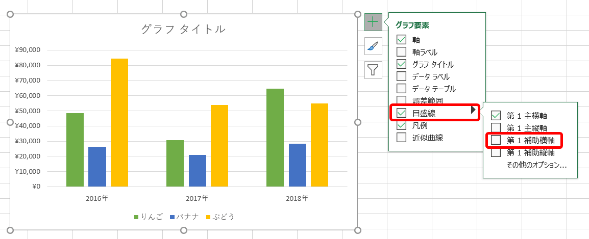 エクセルのグラフ 縦 値 軸の目盛を調整して変更する方法