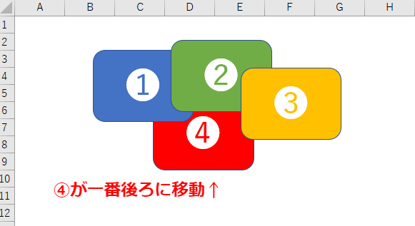 エクセルで図形を背面や前面に移動させる方法 重なりの順番をみてみよう