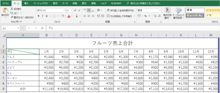 エクセル【テーブル】で見やすい色付きデータの表示とテーブル解除の方法｜エクセルドクター